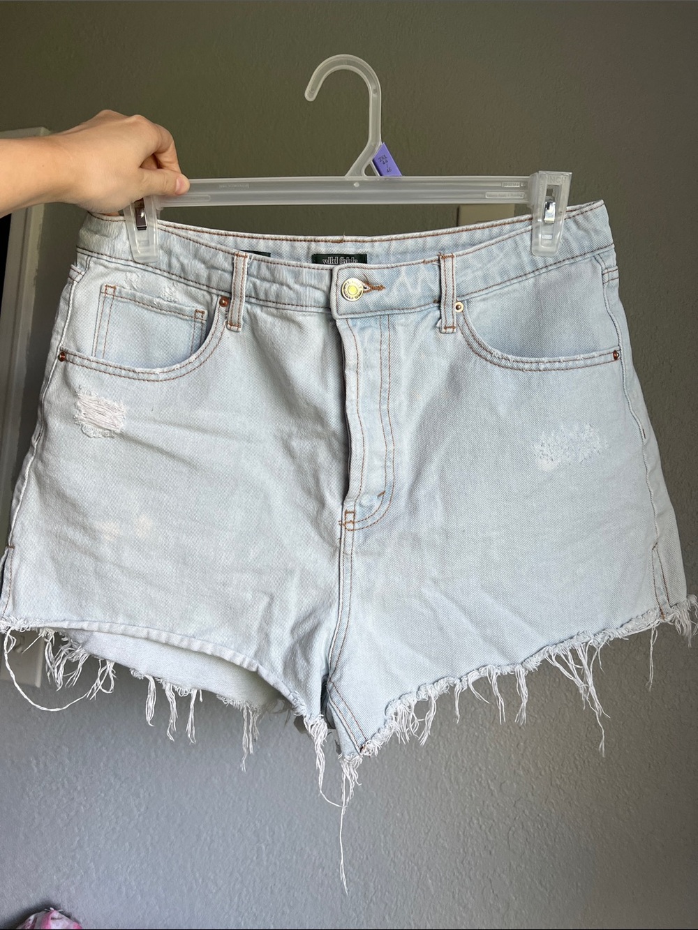 Light Blue Denim High-Waist Distressed Women's Shorts- Wild Fable